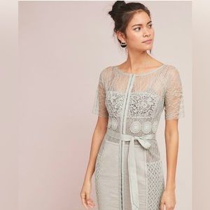 Anthropologie Byron Lars Beguile Carissima Sheath Lace Dress - 2P, Grey